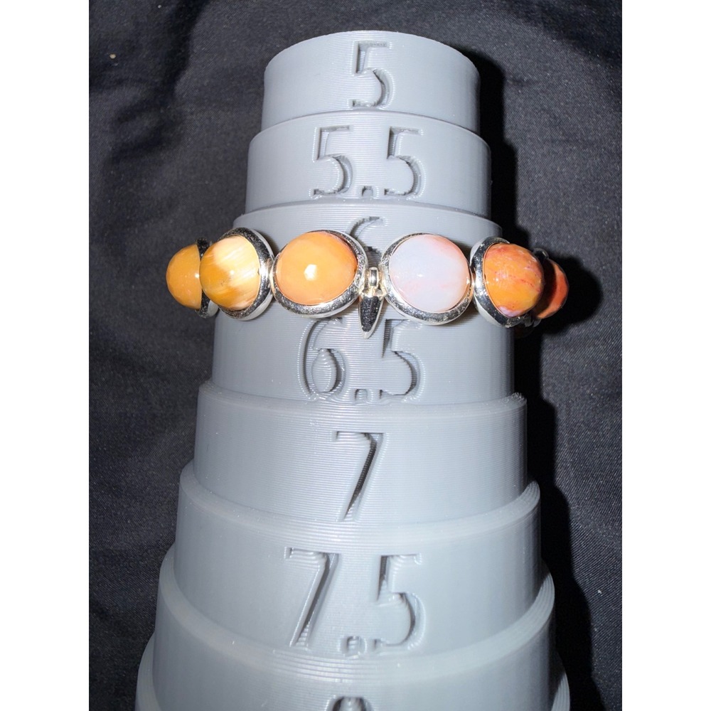 Brett Lauren Australian agate gemstone Stretch Bracelet Silver Tone BL